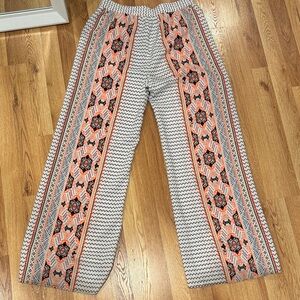 Geometric Patterned Wide-Leg Pants